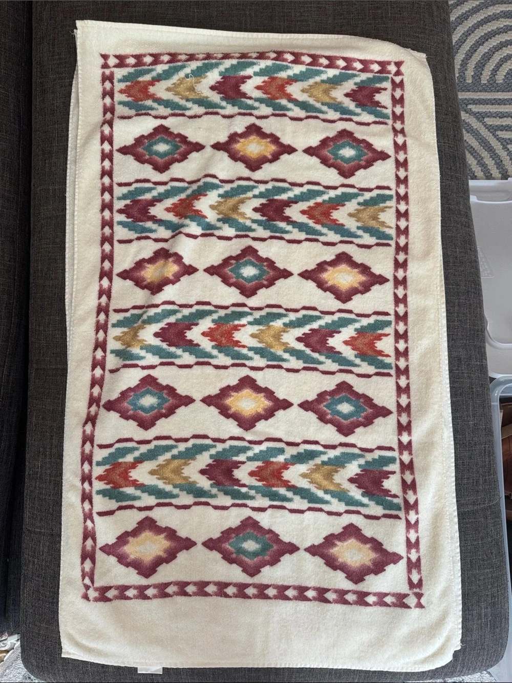 Vintage Southwest Aztec Bath Towel Set of 2 100% Cotton Western Boho Rework